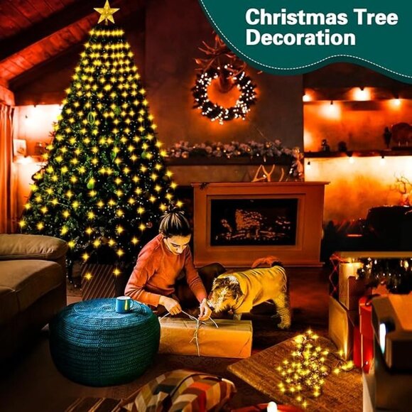 Christmas Tree Lights with Ring, 400 Led Warm Yellow s Indoor, 6.6ftx16 Lines Ca - Picture 2 of 5